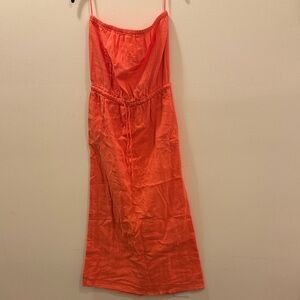 J.Crew Coral Gauzy Maxi Strapless Dress